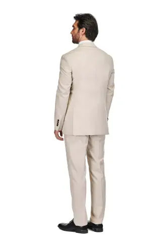 Men's 3-Piece Slim Fit Tuxedo with Peak Lapel - Light beige - 4