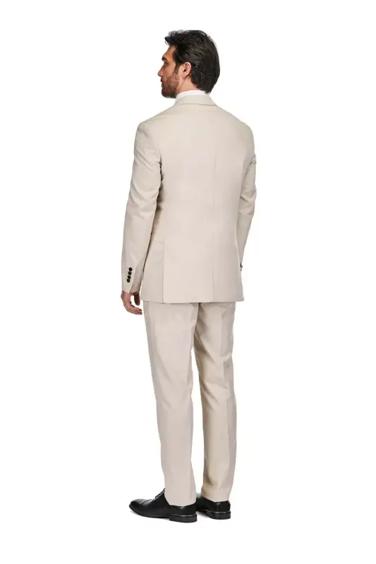 Men's 3-Piece Slim Fit Tuxedo with Peak Lapel - Light beige - 4