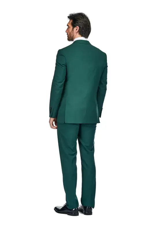 Men's 3-Piece Slim Fit Tuxedo with Peak Lapel - Hunter green - 3