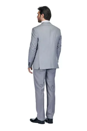 Men's 3-Piece Slim Fit Tuxedo with Peak Lapel - Light grey - 4