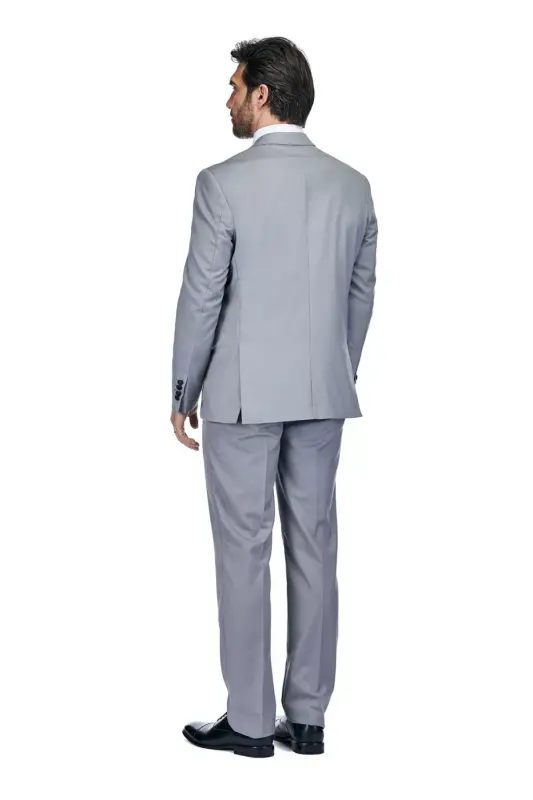 Men's 3-Piece Slim Fit Tuxedo with Peak Lapel - Light grey - 4