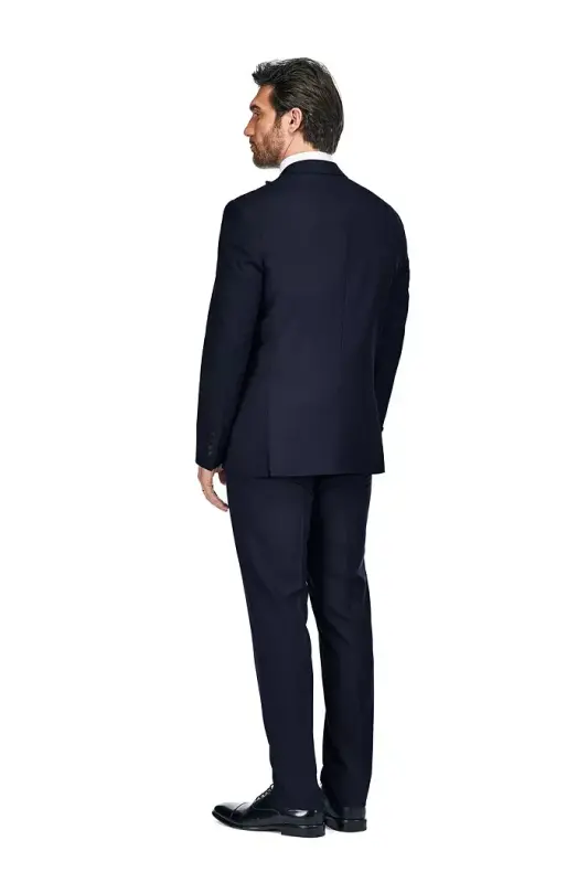 Men's 3-Piece Slim Fit Tuxedo with Peak Lapel - Navy - 3
