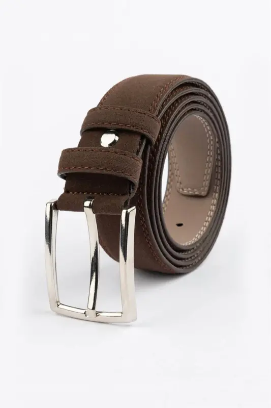 Erkek 3,5 cm. Klasik Kahverengi Kemer-Kahve - TUDORS