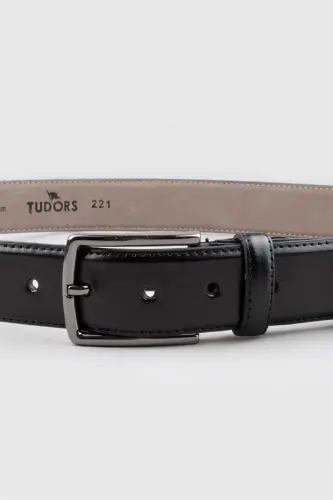 Erkek 3,5 cm. Klasik Siyah Kemer-Siyah - TUDORS (1)