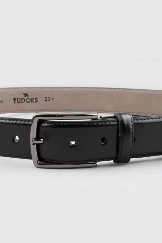 Erkek 3,5 cm. Klasik Siyah Kemer-Siyah - 2