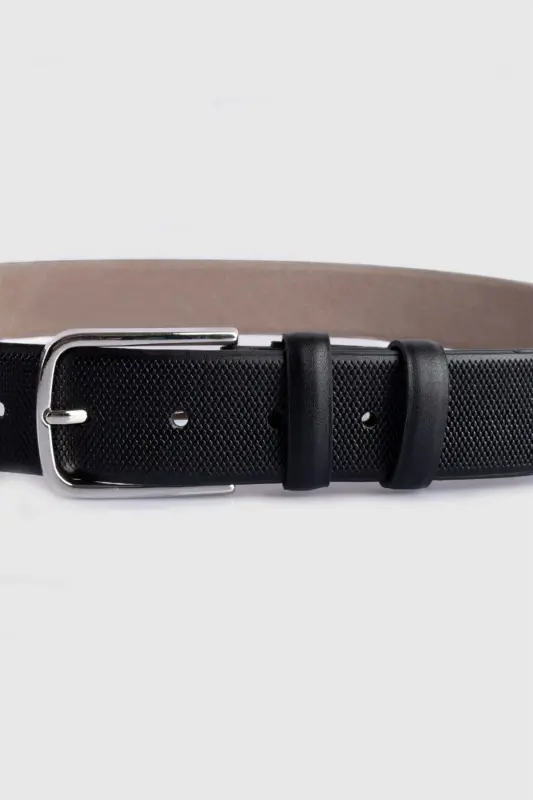 Erkek 3,5 cm. Klasik Siyah Kemer-Siyah3 - 2