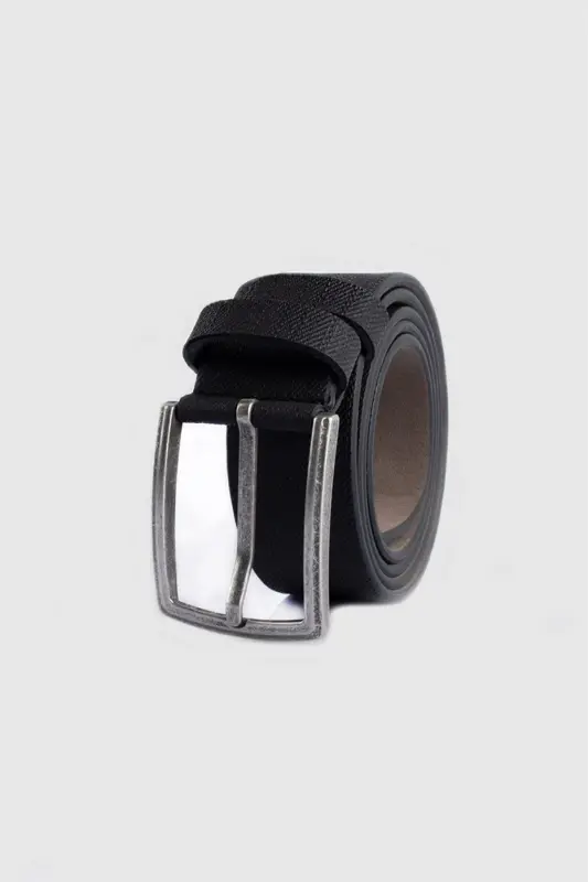 Erkek 3,5 cm. Klasik Siyah Kemer-Siyah6 - 1