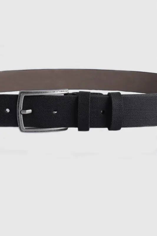 Erkek 3,5 cm. Klasik Siyah Kemer-Siyah6 - 2