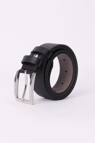 Erkek 3,5 cm. Klasik Siyah Kemer-Siyah7 - 1
