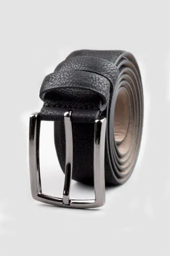 Erkek 3,5 cm. Klasik Siyah Kemer-Siyah7 