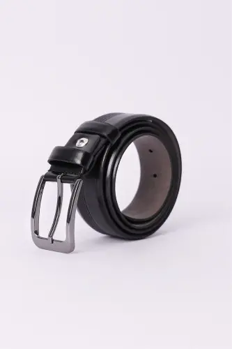 Erkek 3,5 cm. Klasik Siyah Kemer-Siyah8 