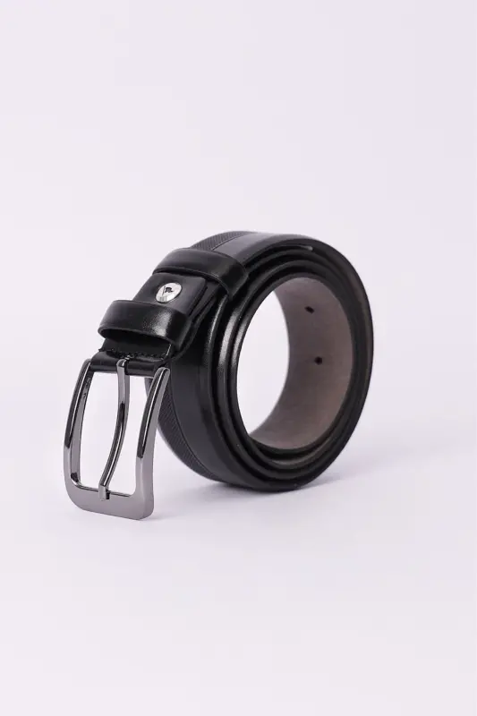 Erkek 3,5 cm. Klasik Siyah Kemer-Siyah8 - TUDORS