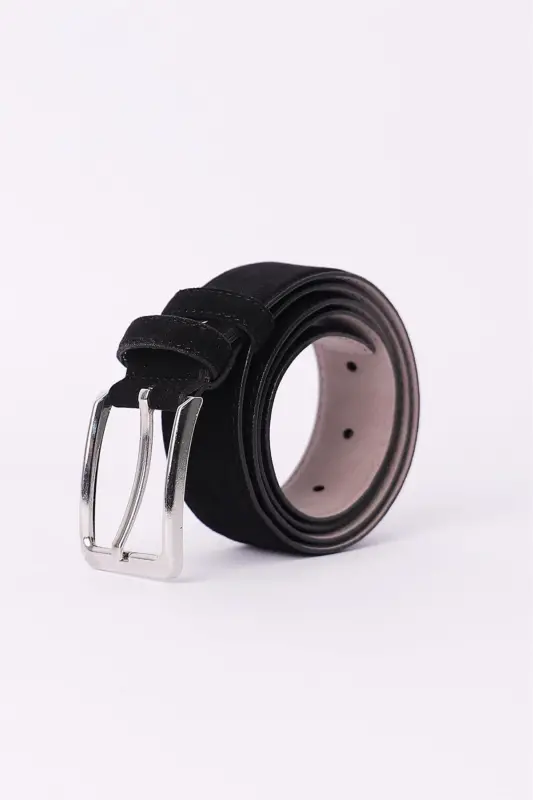 Erkek 3,5 cm. Klasik Siyah Kemer-Siyah9 - 1