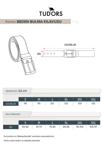 Erkek 3,5 Cm Klasik Taba Renk Kemer-Taba1 - 3