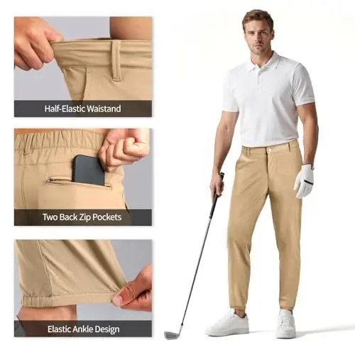 Men's 4-Way Stretch Slim Tapered Fit Golf Joggers -30