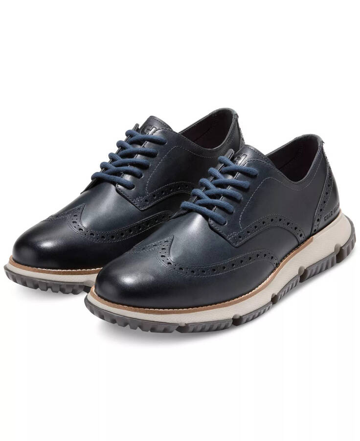 Erkek 4.ZERØGRAND Kış Wingtip Oxford Elbise Ayakkabısı Blueberry Su Geçirmez - 6