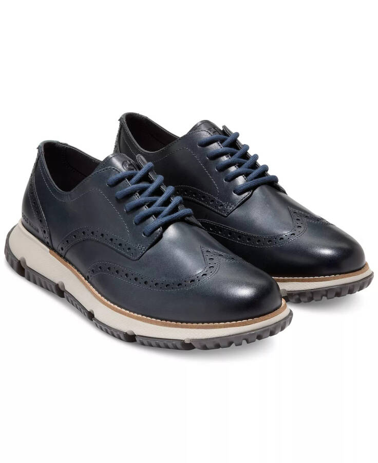 Erkek 4.ZERØGRAND Kış Wingtip Oxford Elbise Ayakkabısı Blueberry Su Geçirmez - 7