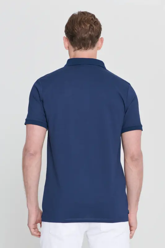 Erkek 5'li Paket Çekmeyen Pamuklu Kumaş Kıvrılmaz Yaka Slim Fit Dar Kesim Polo Yaka Tişört - SIYAH-NARCICEGI-SARI-LACIVERT-LACI - 8