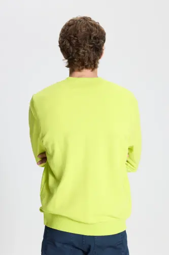 Erkek ACI SARI Standart Fit Normal Kesim Bisiklet Yaka Pamuklu Sweatshirt - ACI SARI - 5