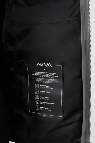 Erkek Açık Gri Dik Yaka Yapıştırmalı Su İtici Kumaşlı Şişme Mont E006019-Açık Gri - 4