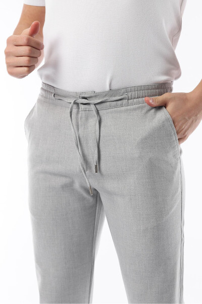 Erkek Açık Gri Jogger Kesim Bel Lastikli Esnek Likralı Silimfit Kumaş Pantolon-AÇIK GRİ - İDS COLLECTİON (1)