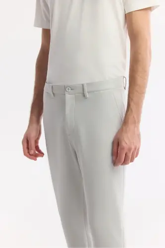 Erkek Açık Gri Klasik Bel Pamuklu Jersey Carrot Fit Pantolon A51Y3013-Açık Gri - 4