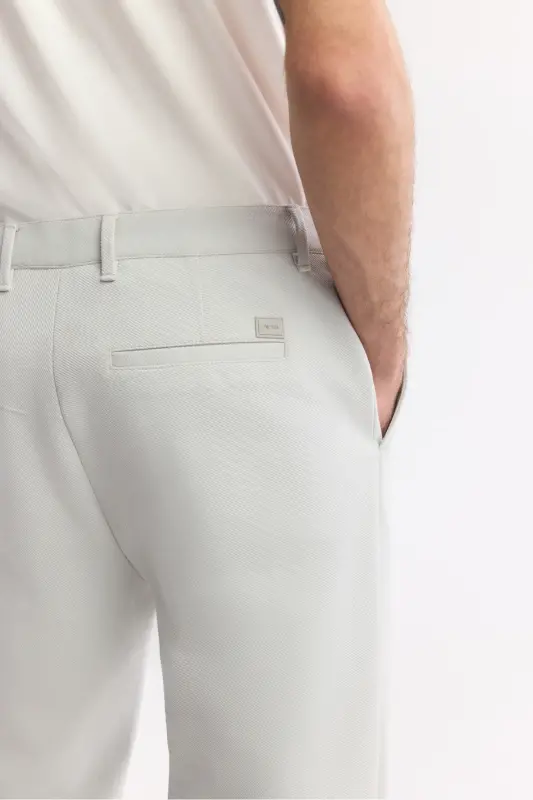 Erkek Açık Gri Klasik Bel Pamuklu Jersey Carrot Fit Pantolon A51Y3013-Açık Gri - 5