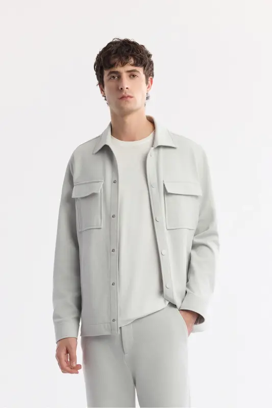 Erkek Açık Gri Klasik Bel Pamuklu Jersey Carrot Fit Pantolon A51Y3013-Açık Gri - 7