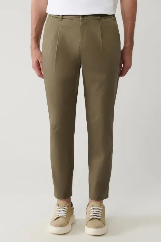 Erkek Açık Haki Pamuklu Klasik Bel Relaxed Fit Pantolon A41Y3037 - Açık Haki - 2