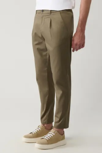 Erkek Açık Haki Pamuklu Klasik Bel Relaxed Fit Pantolon A41Y3037 - Açık Haki - 3