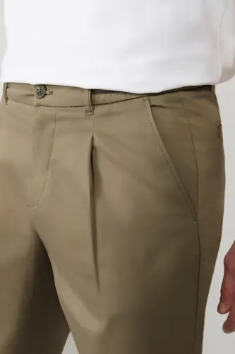 Erkek Açık Haki Pamuklu Klasik Bel Relaxed Fit Pantolon A41Y3037 - Açık Haki - 6
