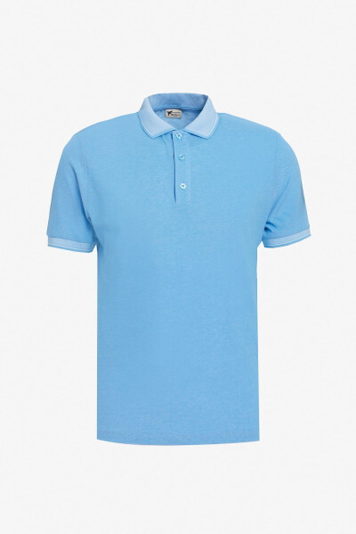 Erkek Açık Lacivert-saks-lacivert 3'lü Çekmeyen Pamuklu Slim Fit Kıvrılmaz Polo Yaka Basic Tişört - ACIK LACI-SAKS-LACIVERT - 6