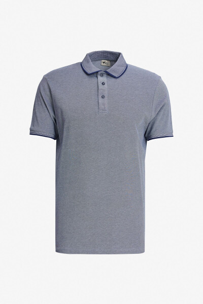 Erkek Açık Lacivert-saks-lacivert 3'lü Çekmeyen Pamuklu Slim Fit Kıvrılmaz Polo Yaka Basic Tişört - ACIK LACI-SAKS-LACIVERT - 7