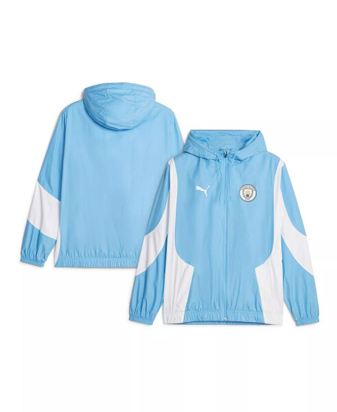 Erkek Açık Mavi Manchester City 2023/24 Maç Öncesi Marşı Kapşonlu Fermuarlı Sweatshirt Açık Mavi - 1