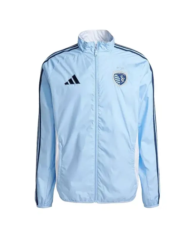 Men's Sky Blue/White Sporting Kansas City 2025 Anthem Reversible Full-Zip Jacket-Light Blue, White - ADIDAS