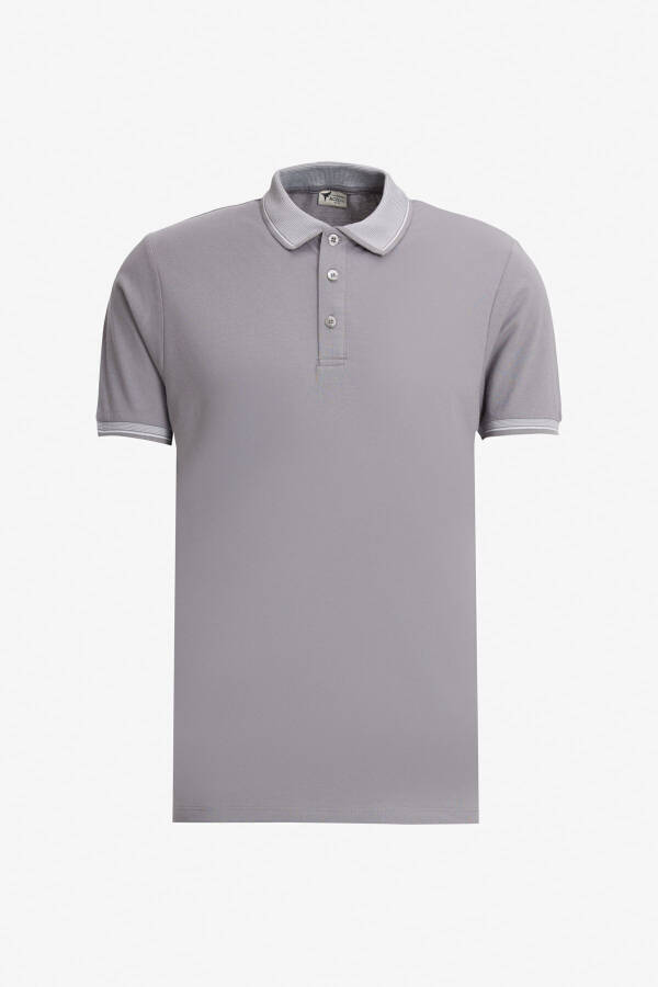 Erkek Açık Siyah-Açık Gri-Koyu Gri 3'lü Çekmeyen Pamuklu Slim Fit Kıvrılmaz Polo Yaka Tişört-ACIK SIYAH - 6