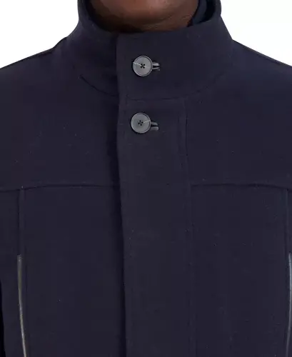 Men's Heavy Plush Car Coat - Navy - 3