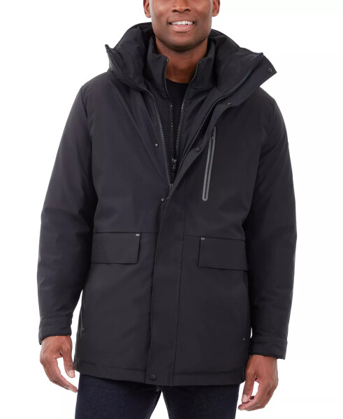 Erkek Ağırlıklı Kapüşonlu Parka Mont Siyah - 5