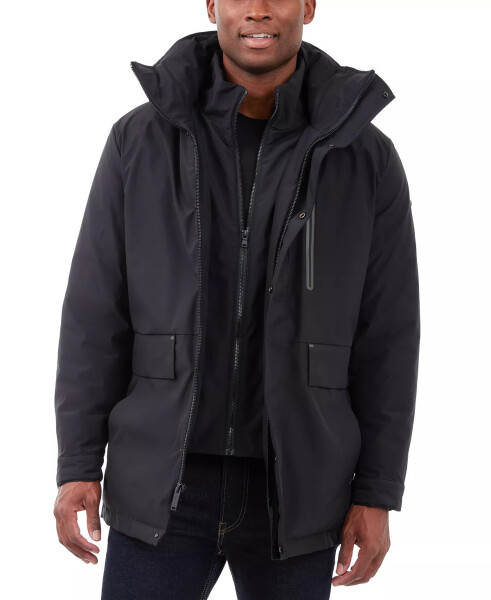 Erkek Ağırlıklı Kapüşonlu Parka Mont Siyah - 6