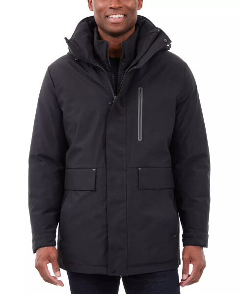 Erkek Ağırlıklı Kapüşonlu Parka Mont Siyah - 7