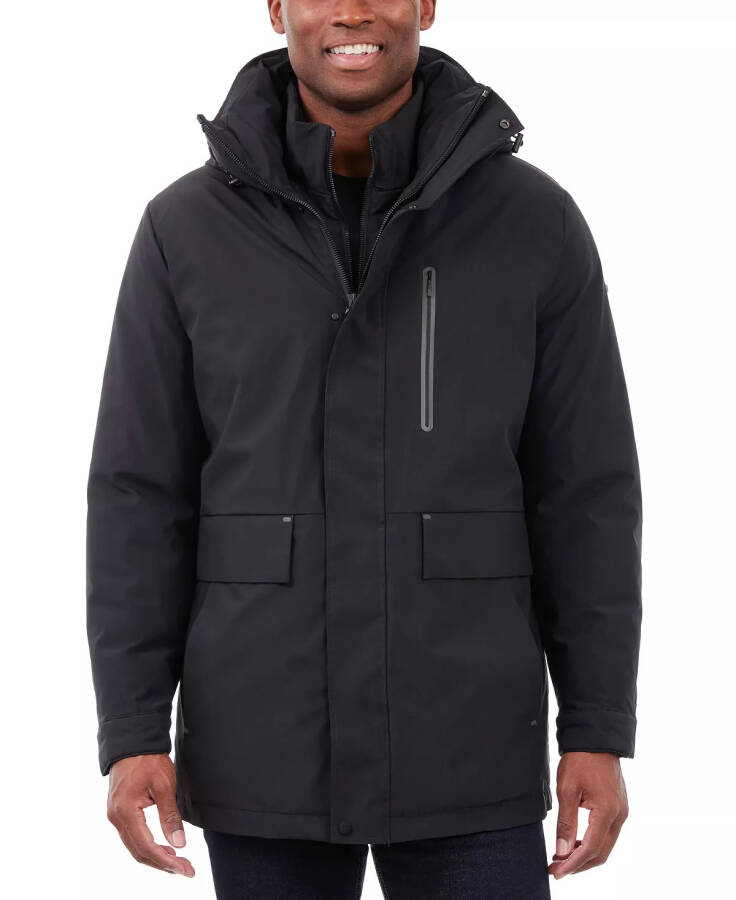 Erkek Ağırlıklı Kapüşonlu Parka Mont Siyah - 7