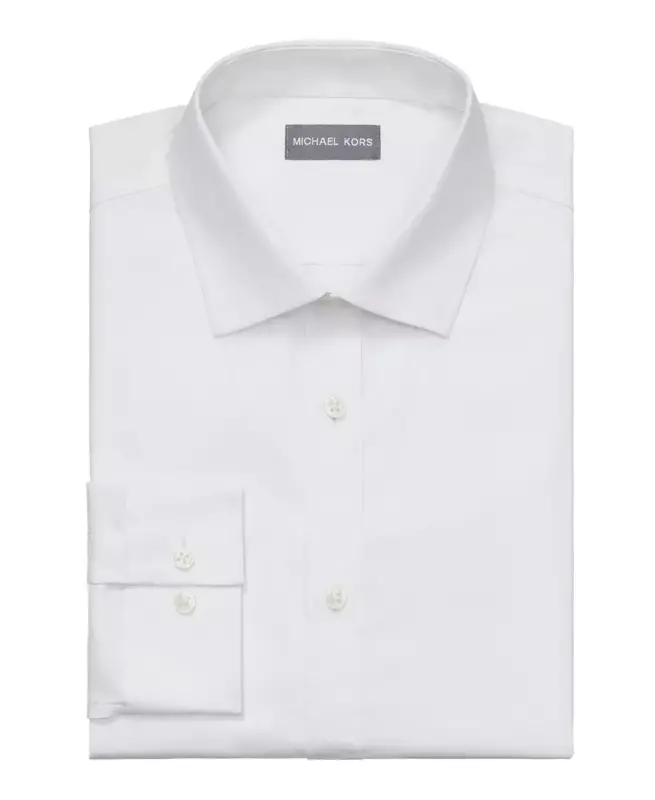 Men's Airsoft Slim Fit Untucked Length Wrinkle Free Stretch Dress Shirt - White - 4