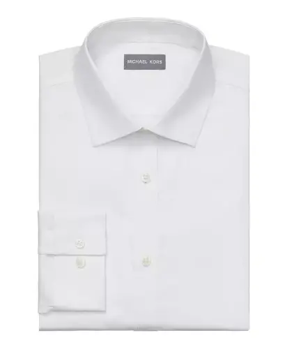 Men's Airsoft Slim Fit Untucked Length Wrinkle Free Stretch Dress Shirt - White - 4