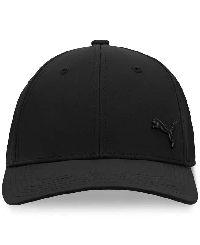 Men's Alloy Solid Color Cat Logo Stretch Fit Cap-Black - 007 - Modazone