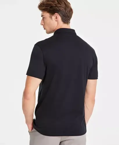Men's AlfaTech Stretch Solid Polo Shirt, Created for Modazone-Deep Black - ALFANI (1)