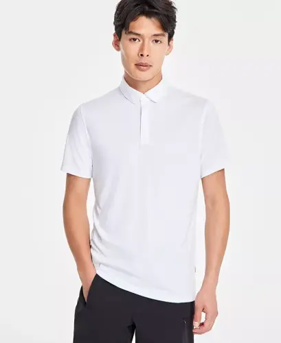 Men's AlfaTech Stretch Solid Polo Shirt, Created for Modazone-Bright White 
