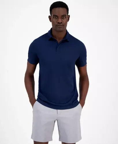 Men's AlfaTech Stretch Solid Polo Shirt, Created for Modazone-Neo Navy 