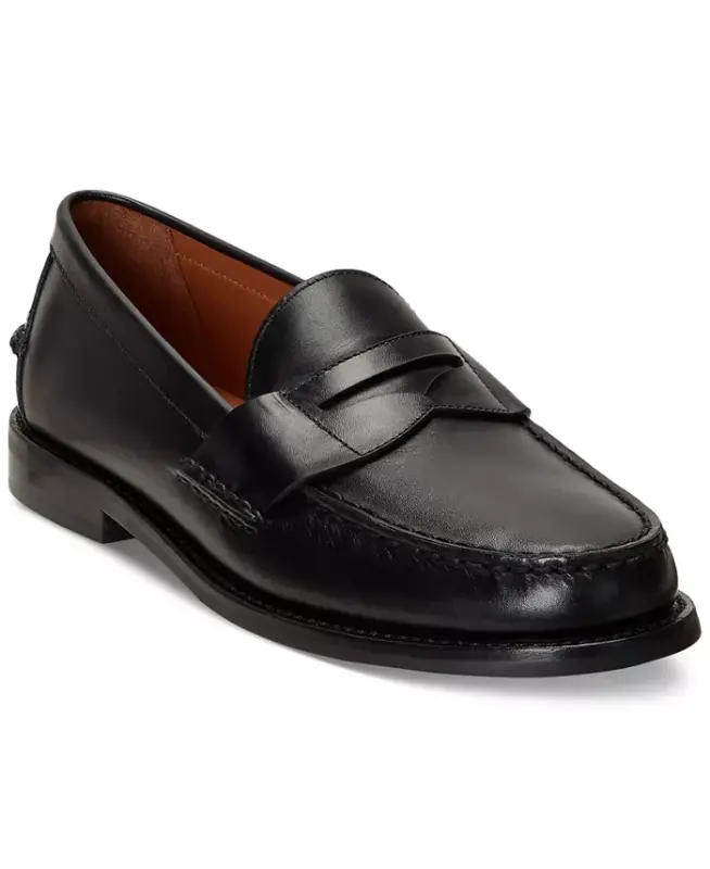 Men's Alston Leather Penny Loafers - Black - 1