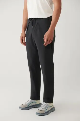 Erkek Antrasit Beli Lastikli Fermuar Cepli Su İtici Bi-Stretch Relaxed Fit Pantolon A41Y3235 - Antrasit - 3