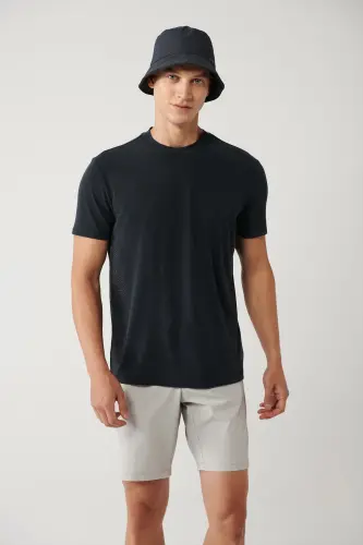 Erkek Antrasit Bisiklet Yaka Baskılı Soft Touch Regular Fit T-Shirt A41Y1032 - Antrasit - 3